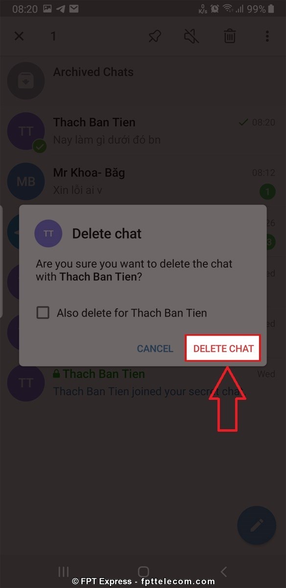 Chọn vào Delete Chat