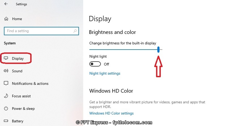 Cách tăng mức độ sáng sủa screen PC các bạn chỉ việc kéo thanh trượt sang trọng phải