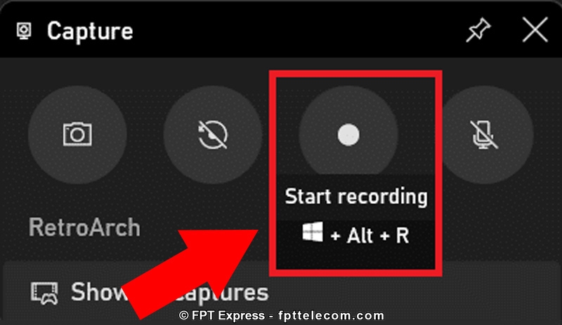 Nhấn Start Recording để bắt đầu quay video màn hình laptop nhấn tổ hợp phím Windows + Alt + R để dừng ghi