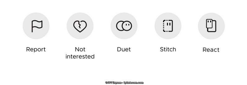 Các biểu tượng Duet, Stitch và React trên TikTok