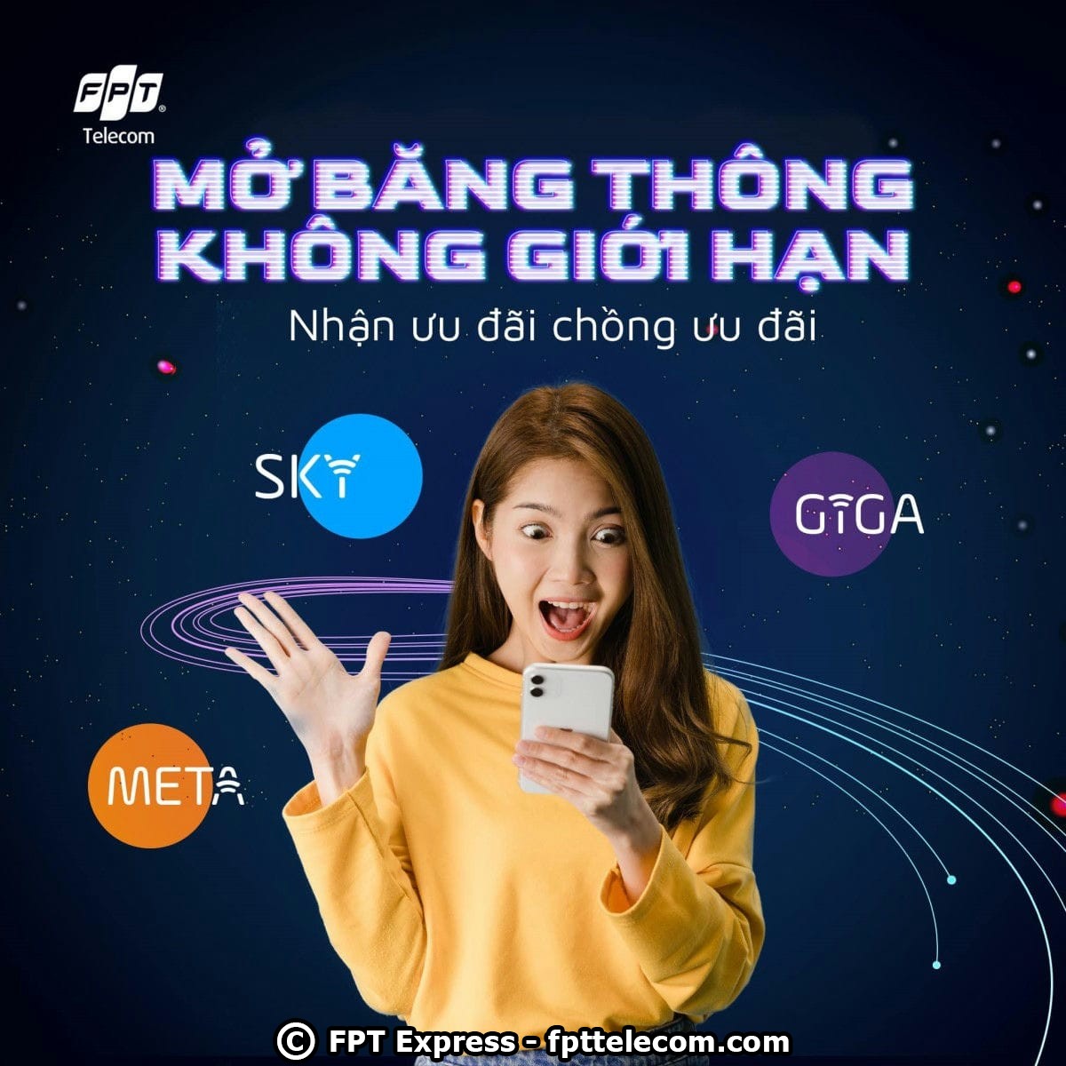 FPT Bắc Ninh vừa tung ra 3 gói cước internet không giới hạn là Giga, Sky và Meta